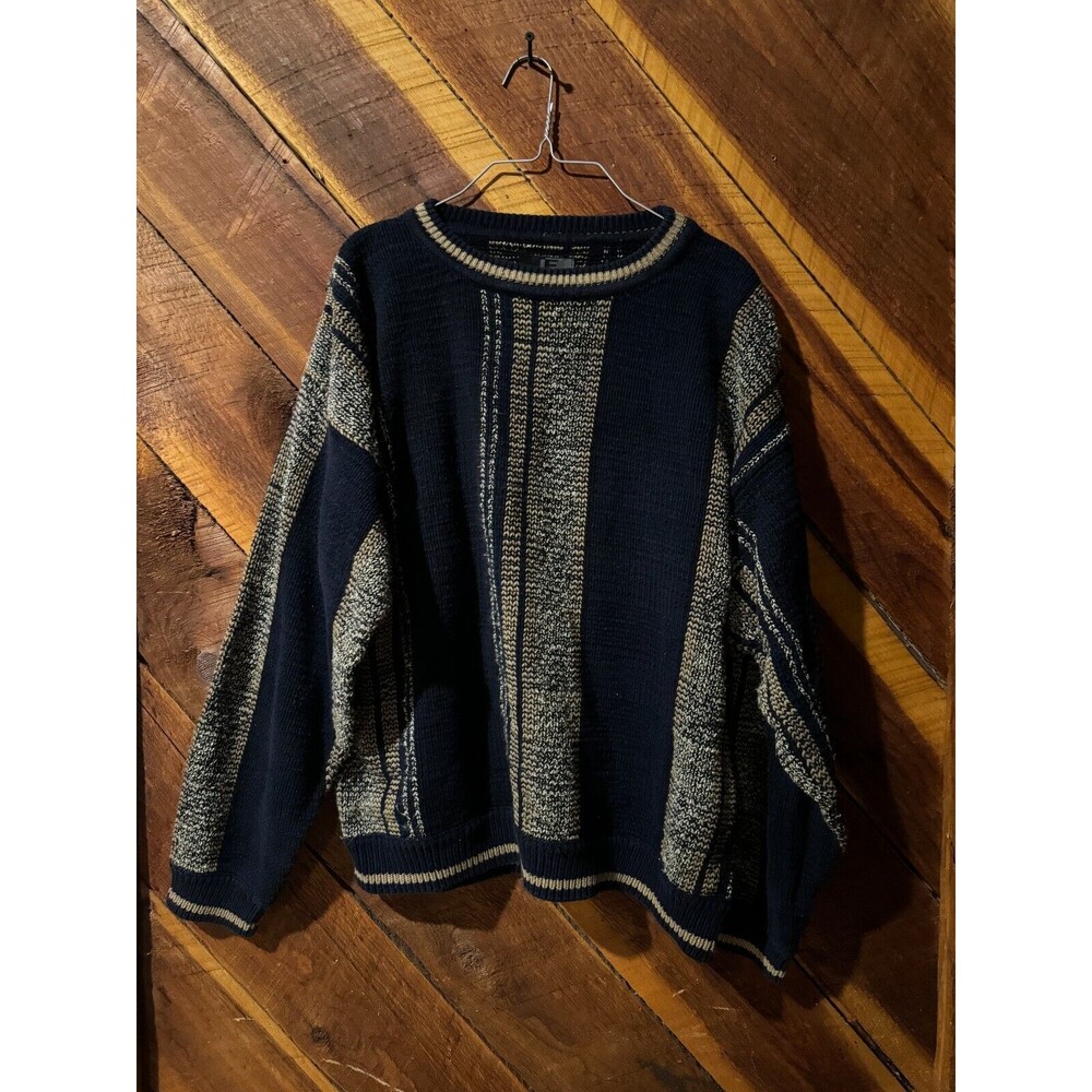 J.Ferrar Mens Sweater Cotton, Acrylic, Other - Size XL Blue and Grey